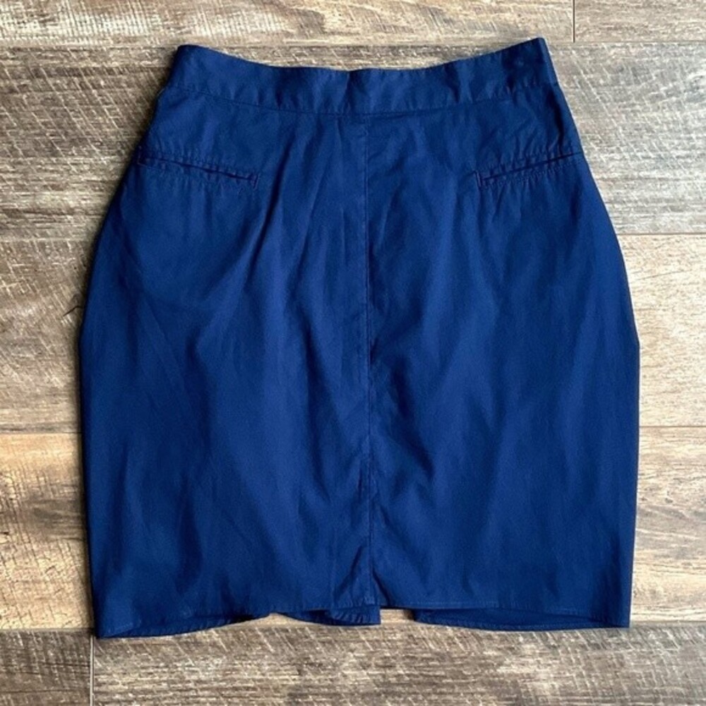 Betsey Johnson High Waisted Ruched Back Skirt Navy 2